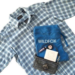 new LF Mel C ㋛ Sheer Panel Plaid Flannel ㋛ Shirt Jacket Shacket Academia ㋛ Blues